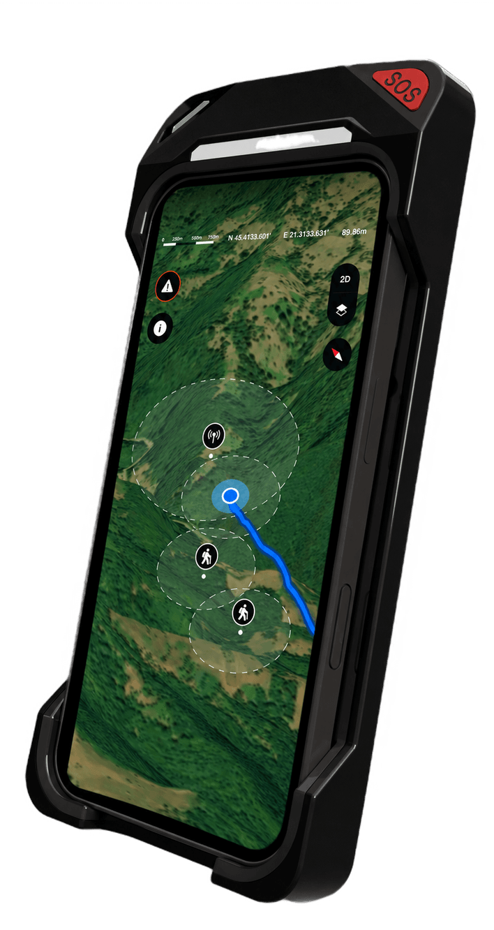 Smartphone in the Zorya case running the OA navigation app